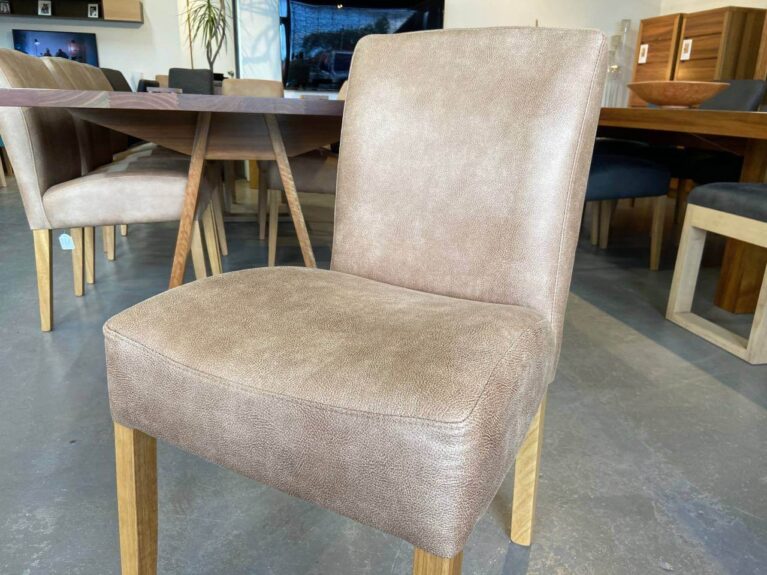 Hobart Upholstered Dining Chairs Warwick Eastwood Fawn Fabric Oak Timber Quality Made in Adelaide, South Australia