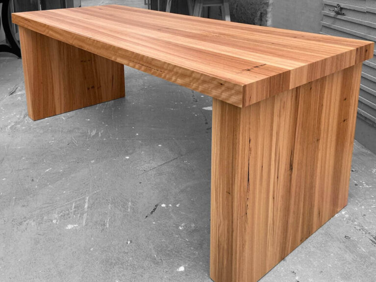 Ruby Computer Desk Pillar Ends Blackbutt Timber Quality Furniture Made in Adelaide, South Australia