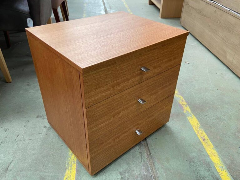 Levi Bedside 3 Drawer Oak Stained Timber Quality Furniture Made in Adelaide, South Australia