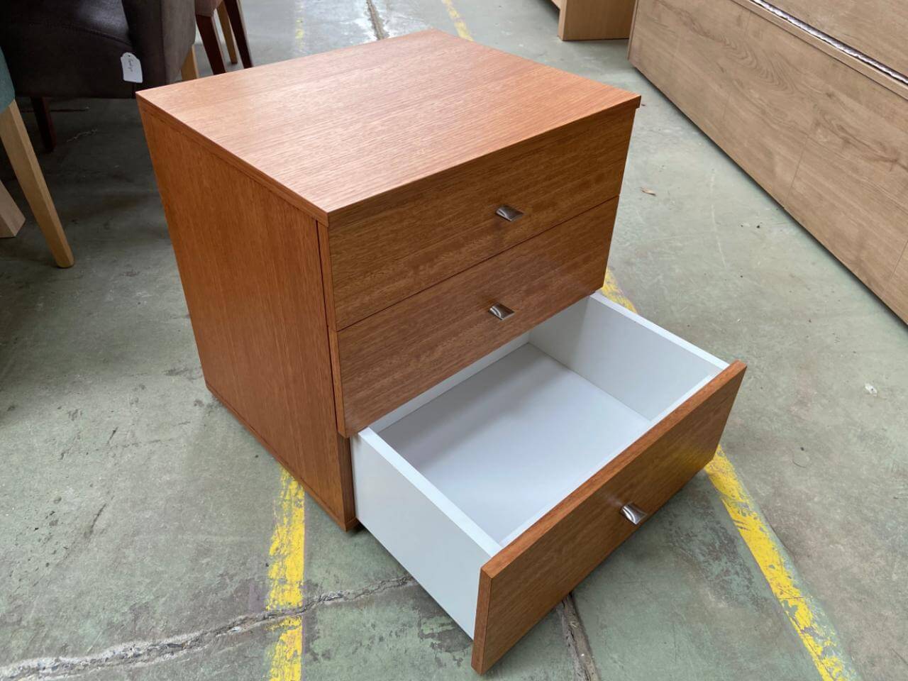 Levi Bedside 3 Drawer Oak Stained Timber Quality Furniture Made in Adelaide, South Australia