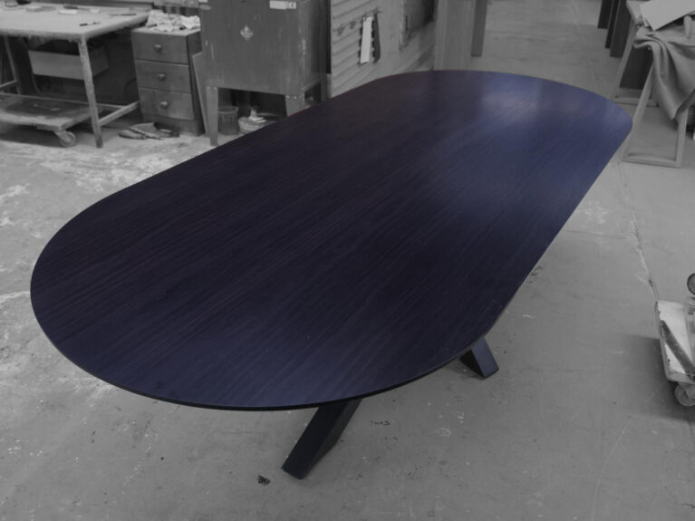 Oval Dining Table Black Steel Base