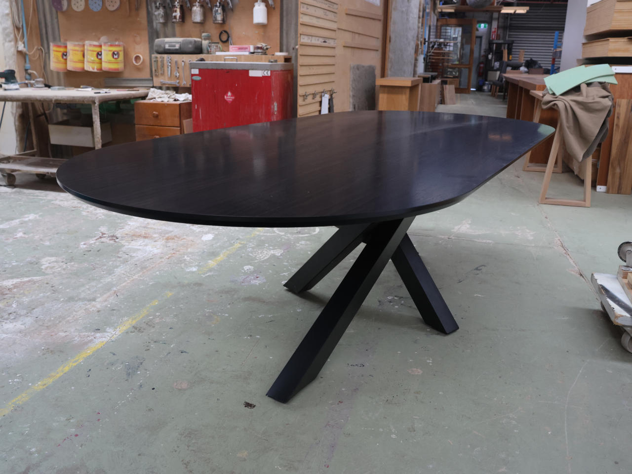 Oval Dining Table Black Steel Base